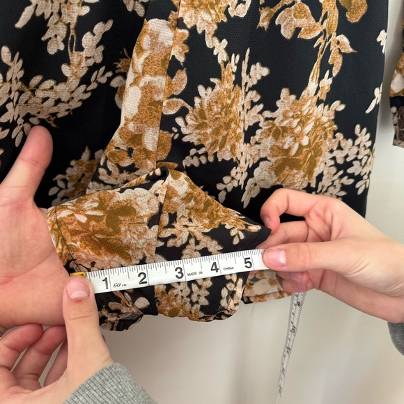 Free People Small Romper Jumpsuit Floral Sheer Lined Shorts Long Sleeve NYEParty - Picture 8 of 12